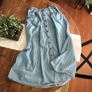 90s Vintage Jordache Denim Maxi Skirt Size 10